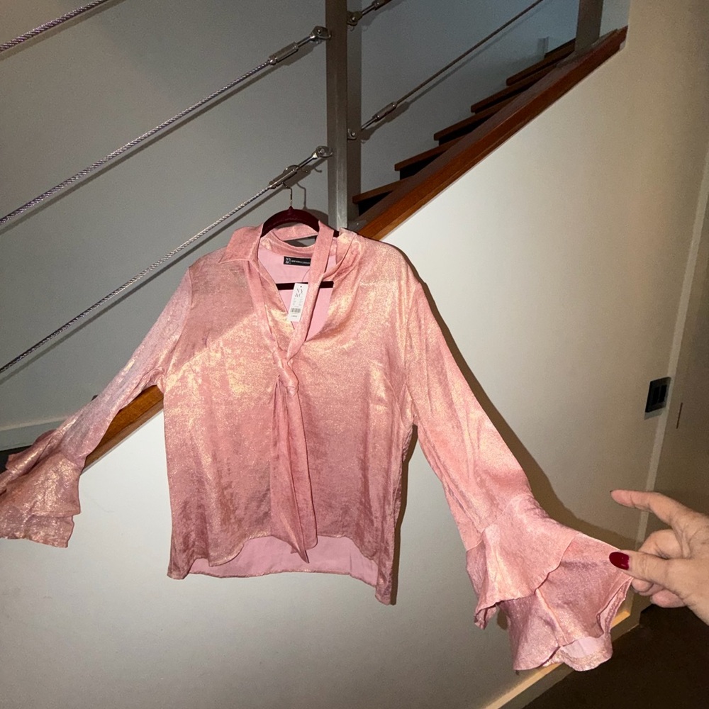 New York & Company Shimmering Pink Blouse